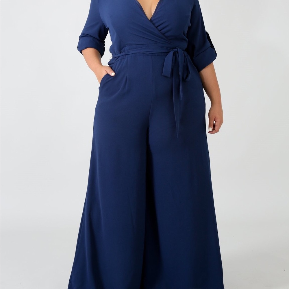 Navy Blue Chiffon Jumpsuit - NWT